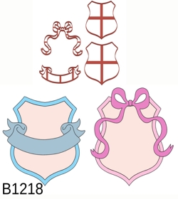 Kit Cortador Modular Moldura Brasão Com Laço e Faixa 8CM B1218