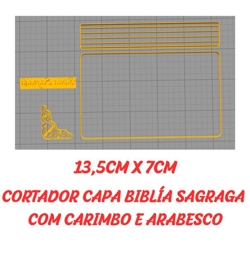 Cortador Capa Bíblia Sagrada com Carimbo e Arabesco 13,5cm x 7cm