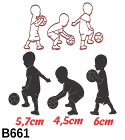 Kit Cortadores Silhuetas Meninos Jogadores Futebol 4,5CM e 6CM B661