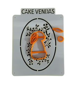 Kit Stencil + Cortador Coelho Páscoa Moldura Oval