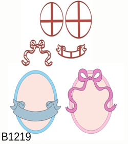 Kit Cortador Modular Moldura Oval Com Laço e Faixa 8CM B1219