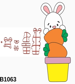 Cortador Modular Coelho Páscoa no Vaso de Cenoura 8CM B1063