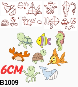 Kit Cortador Modular Fundo do Mar Cute 6CM B1009